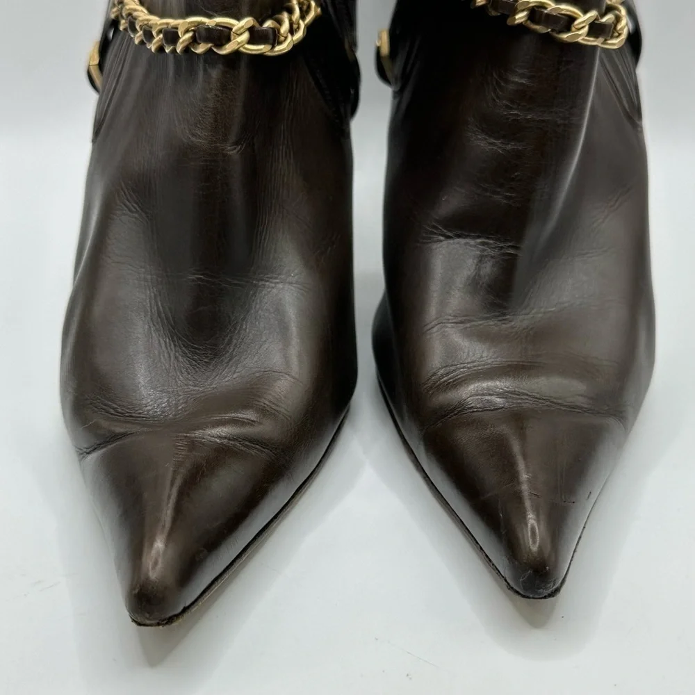 Chanel | Brown Leather Ankle Boots | 36.5 EU